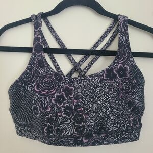 lululemon athletica ENERGY Floral Strappy Sports Bra - Purple & Black